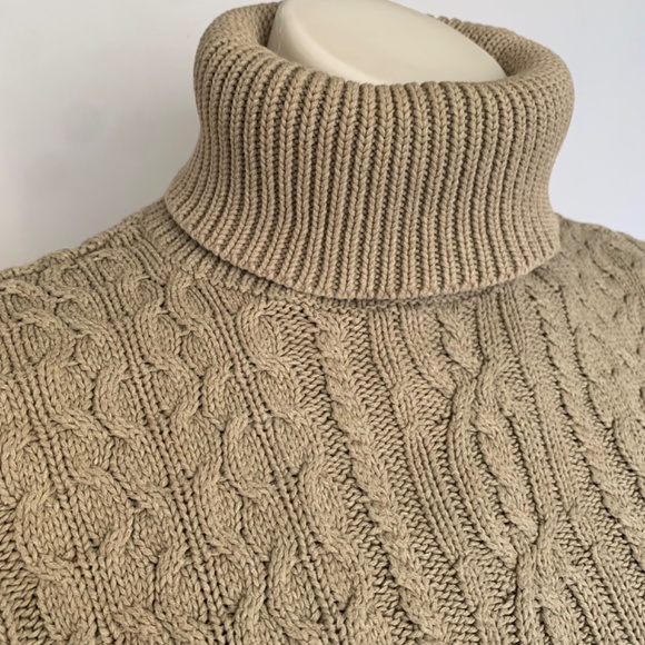 v i n t a g e :: Tan Turtleneck Granny Cable Knit Sweater - Picture 11 of 11